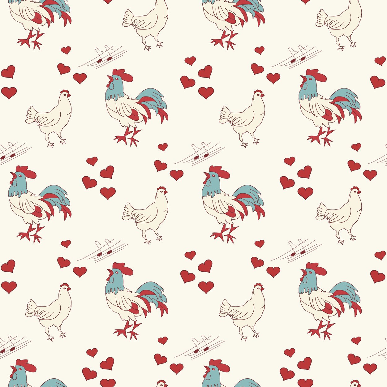 Roosters and Hens Pattern