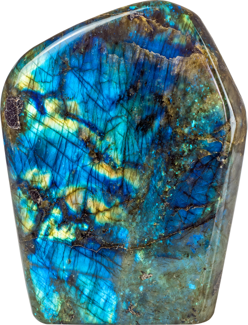 Labradorite Gemstone Turquoise Blue on White